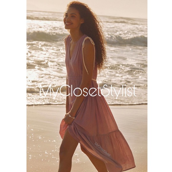 Anthropologie Tiered Pinch Maxi Dress NWT New Large pink Flowy SO FLATTERING! - Picture 8 of 10